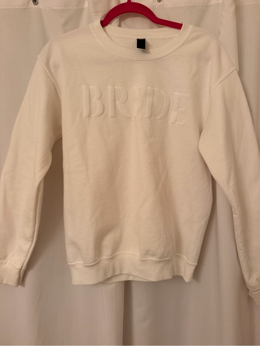 Gildan White Embossed BRIDE Crewneck Sweatshirt